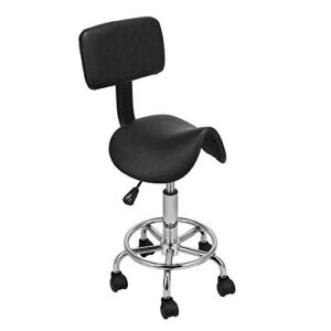 adjustable hydraulic swivel joint saddle stool spa salon rolling chair with backrest