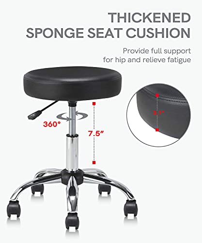 KLASIKA Rolling Drafting Stool Chair with Height Adjustable Base for Office and Massage Spa Medical Salon Tattoo Beauty Barber