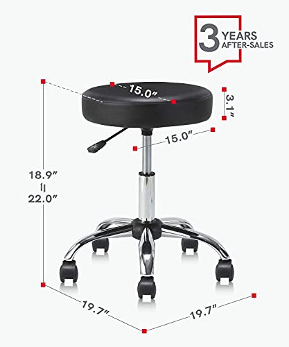 KLASIKA Rolling Drafting Stool Chair with Height Adjustable Base for Office and Massage Spa Medical Salon Tattoo Beauty Barber