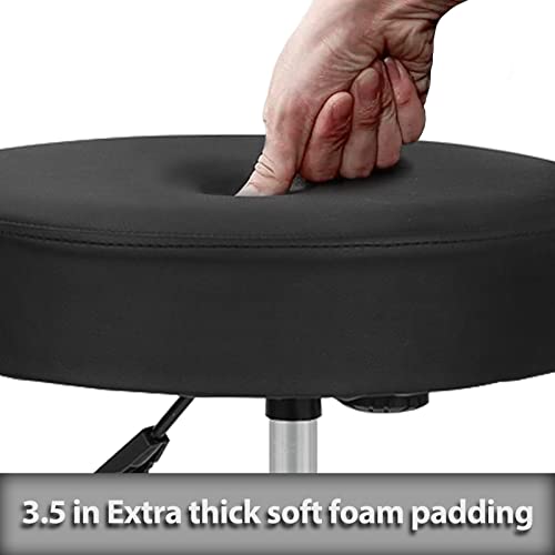 ZENY Swivel Salon Spa Stool Chair with Back Support Adjustable Hydraulic Rolling Stool Office Stool with Back for Beauty Barber Tattoo Massage Drafting Medical,Black