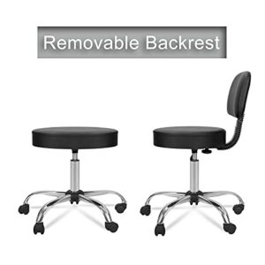 ZENY Swivel Salon Spa Stool Chair with Back Support Adjustable Hydraulic Rolling Stool Office Stool with Back for Beauty Barber Tattoo Massage Drafting Medical,Black