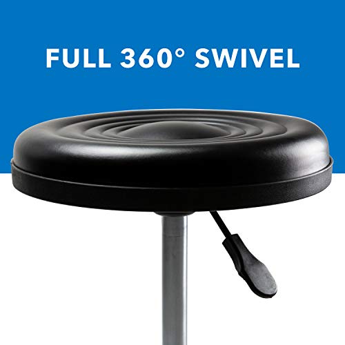 MOUNT-IT! Adjustable Stool with Wheels [Leather Round Cushion] Backless Rolling Doctor Stools, Hydraulic Swivel Chair for Spa, Salon, Medical Office, Tattoo, Home, Car Shop, Massage (Black)