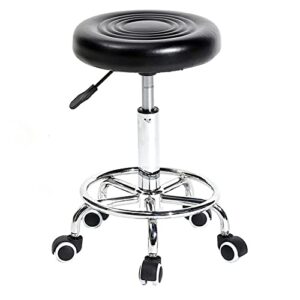 ancdww swivel barstools saddle stool rolling chair, heavy-duty hydraulic adjustable saddle chair with wheels for patio office home salon spa studio farmhouse, black