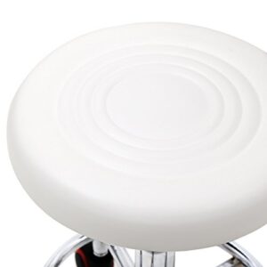 SSLine Rolling Salon Stool White Leather Adjustable Tattoo Stools on Wheels Hydraulic Swivel Office Drafting Chair with Back Modern Comfortable Dental Chairs Kitchen Bar Chairs