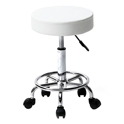 Rolling Swivel Saddle Stool with Wheels and Foot Rest, Adjustable Salon Stool, Hydraulic Round Chair for Kitchen, Barber, Salon, Spa, Tattoo, Clinic, Massage