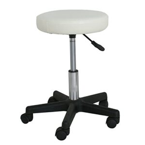 f2c leather adjustable bar stools swivel chairs facial massage spa salon stool with wheels white/black (white)