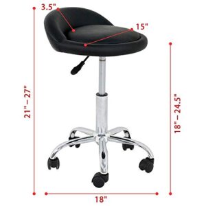 HomGarden Adjustable Hydraulic Rolling Swivel Stool for Massage Salon Office Facial Spa Medical Tattoo Chair Stool w/Backrest Cushion & Wheels,Set of 4