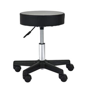 uenjoy adjustable stool for massage with ultra-thick sponge, pu leather, hydraulic rolling swivel, massage spa tattoo salon chair, black
