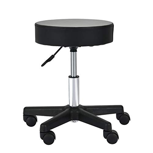 Uenjoy Adjustable Stool for Massage with Ultra-Thick Sponge, PU Leather, Hydraulic Rolling Swivel, Massage Spa Tattoo Salon Chair, Black