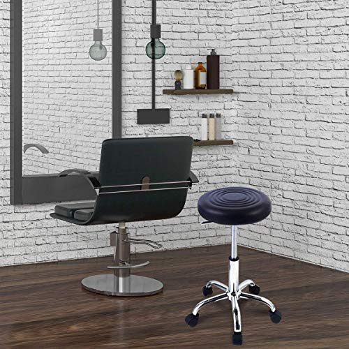 Goplus® Adjustable Hydraulic Rolling Swivel Bar Stool Tattoo Facial Massage Spa Stool (1, Black)