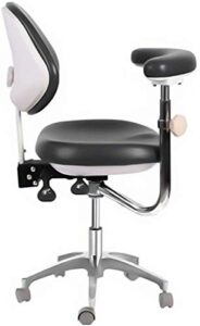 adjustable doctor’s stool assistant chair+360 degree rotation armrest pu black qy600