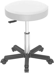 rolling swivel stool saddle stool on wheels, massage beauty saddle chair with wheel- adjustable swivel salon stool for manicure tattoo spa salon for kitchen,salon,bar,office,massage ( color : white1 )
