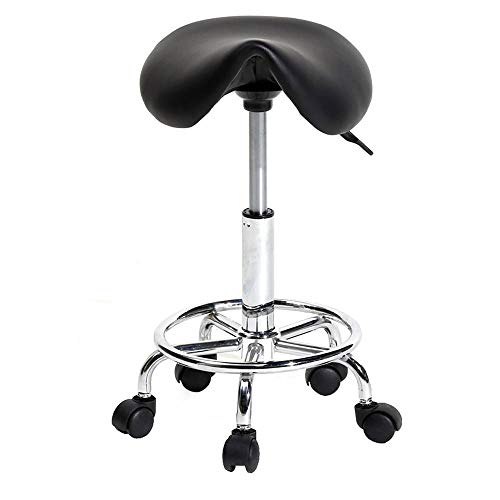FRITHJILL Bar Stool,Rolling Hydraulic Ergonomic Saddle Seat Salon Barber Chair Saddle Stool Pedicure/Manicure Nail Technician Massage Stool | Black