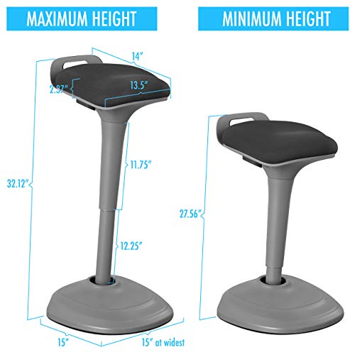 Living Essentials Wobble Stool Desk Chair Adjustable Standing Stool, Sitting Balance Chair, Comfortable and Breathable Seat by Grey