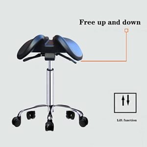 oiakus Adjustable Ergonomic Saddle Stool, Hydraulic Heavy-Duty Swivel Salon Stool, Dental Chair Stool with NO Pedal, Lift Chair Work Chair for Dental Lab Salon Massage Studio Office