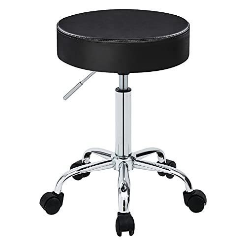 Duhome 410 Adjustable Height Swivel Medical Clinic Tattoo Spa Salon Stool with Wheels (Black)