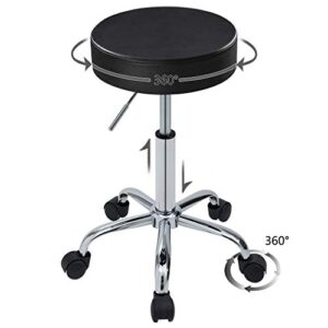 Duhome 410 Adjustable Height Swivel Medical Clinic Tattoo Spa Salon Stool with Wheels (Black)