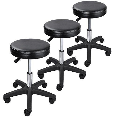 AW 3x Adjustable Tattoo Salon Stool PU Leather Hydraulic Rolling Chair Facial Massage Spa with Rotation Wheels