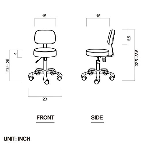 DR.LOMILOMI Extra-Wide Seat Rolling Swivel Clinic Medical Salon Stool Chair with Memory Foam 502