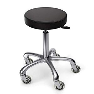 tasalon rolling stool – adjustable stool with wheels – soft swivel workbench stool- desk stool chair for kitchen, salon, spa, tattoo, pedicure – massage stool salon stool esthetician chair – black