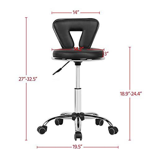 Yaheetech Rolling Swivel Salon Stool Chair Height Adjustable Home Spa Massage Manicure Facial Stool with Backrest and Wheels Black - 2PCS