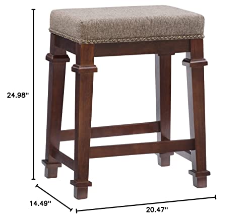 Linon Kennedy Backless Tweed, Brown Counter Stool,