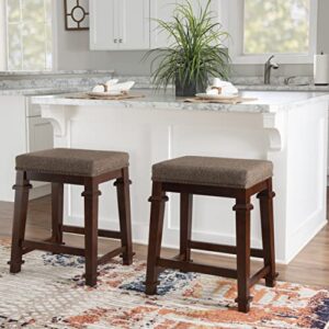 Linon Kennedy Backless Tweed, Brown Counter Stool,