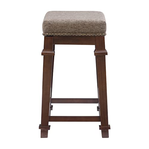 Linon Kennedy Backless Tweed, Brown Counter Stool,