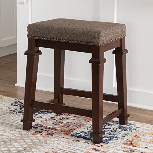 Linon Kennedy Backless Tweed, Brown Counter Stool,