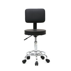 kcelarec swivel salon stool chair with back support adjustable hydraulic rolling stool with backrest for beauty barber tattoo massage (style 2-black)