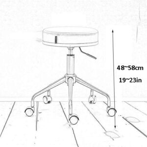 Adjustable Office Stool with Wheels，Saddle Chair Stool with Blue PU Synthetic Leather Seat，Adjustable Height 48-58 cm，Supported weight 160 Kg，Guitar Stools Chairsfor Clinic Dentist Spa Massage Salons