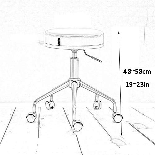 Adjustable Office Stool with Wheels，Saddle Chair Stool with Blue PU Synthetic Leather Seat，Adjustable Height 48-58 cm，Supported weight 160 Kg，Guitar Stools Chairsfor Clinic Dentist Spa Massage Salons