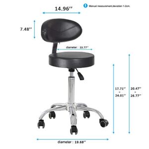 TATARTIST Tattoo Stool Massage Saddle Chair Adjustable Hydraulic 360° Rotating Medical Spa Beauty Salon Stools Bar Boss Office Artist Workbench Chairs with Rolling Wheels Backrest (Black)