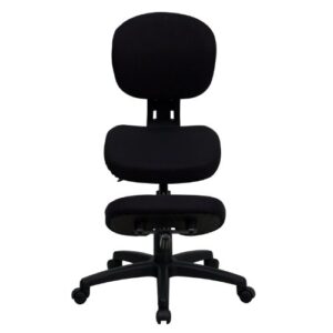 EMMA + OLIVER Mobile Ergonomic Kneeling Posture Task Office Chair in Black Fabric