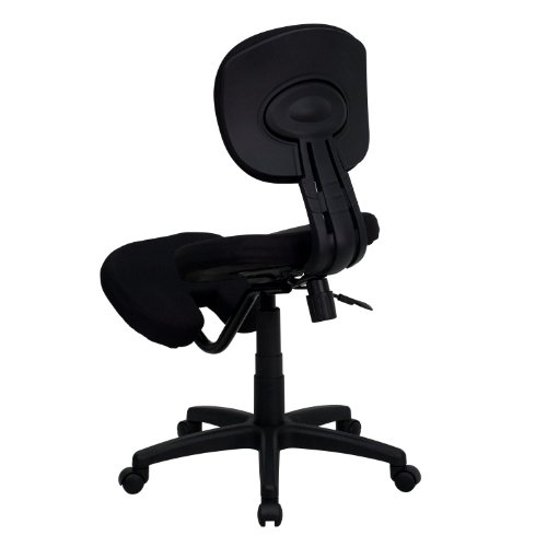 EMMA + OLIVER Mobile Ergonomic Kneeling Posture Task Office Chair in Black Fabric