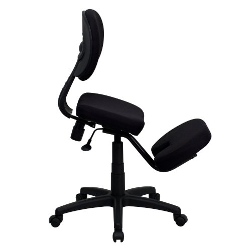 EMMA + OLIVER Mobile Ergonomic Kneeling Posture Task Office Chair in Black Fabric