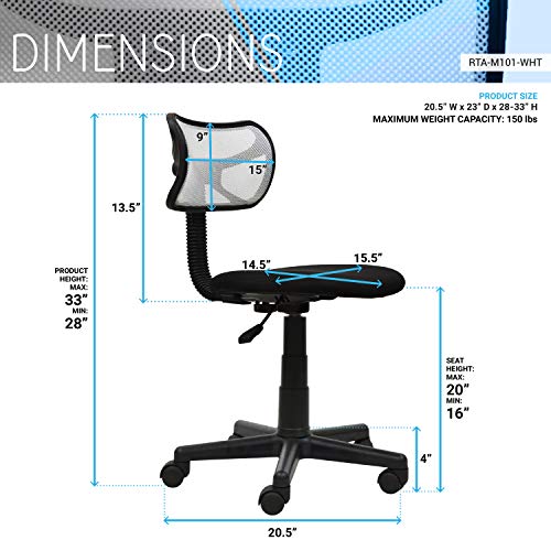 Student Mesh Task Office Chair. Color: White