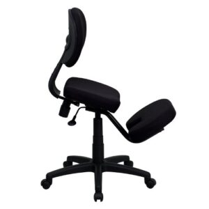 Flash Furniture Mobile Ergonomic Kneeling Posture Task Office Chair with Back in Black Fabric