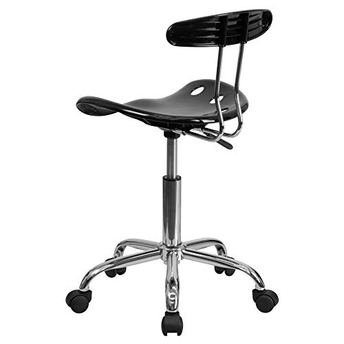 Flash Furniture Vibrant Black and Chrome Swivel Task Office Chair with Tractor Seat