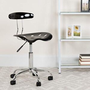 Flash Furniture Vibrant Black and Chrome Swivel Task Office Chair with Tractor Seat