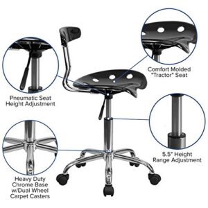 Flash Furniture Vibrant Black and Chrome Swivel Task Office Chair with Tractor Seat