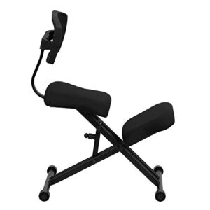 Flash Furniture Ergonomic Kneeling Office Chair with Back in Black Mesh and Fabric