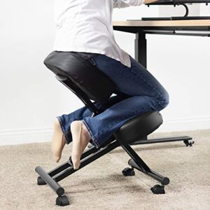 DRAGONN by VIVO Ergonomic Kneeling Chair, Adjustable Stool for Home and Office - Improve Your Posture with an Angled Seat - Thick Comfortable Cushions, Black, DN-CH-K01B