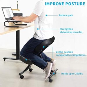 DRAGONN by VIVO Ergonomic Kneeling Chair, Adjustable Stool for Home and Office - Improve Your Posture with an Angled Seat - Thick Comfortable Cushions, Black, DN-CH-K01B