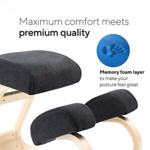 Luxton Memory Foam Ergonomic Kneeling Chair - Posture Support Comfortable Padded Office Desk Chair - Angled Rocking Stool & Balancing Seat - Natural Relief for Neck or Back Pain