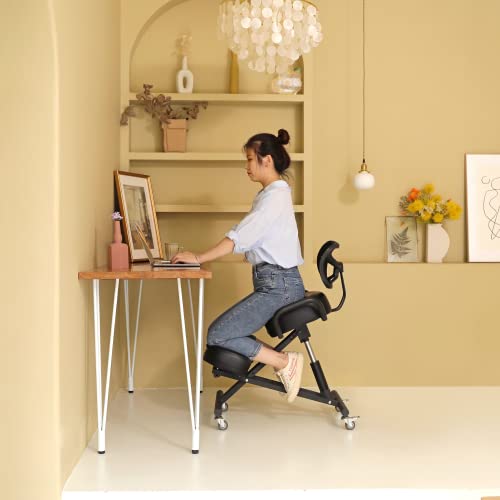 VONOYA Kneeling Chair with Back Support | Ergonomic Office Chair for Home or Office Desk | Adjustable Posture-Improving Desk Chair with Wheels and Thick Cushions, Black