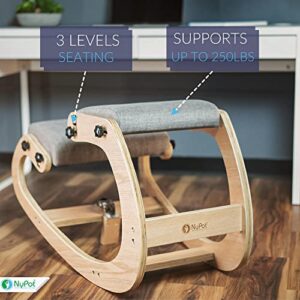 NYPOT Ergonomic Kneeling Chair - Adjustable Rocking Knee Chair Posture Chair - Wooden Office Chair for Back Pain Relief - Kneeling Stool and Angled Chair - Small Chair, Desk Chair for Home and Office