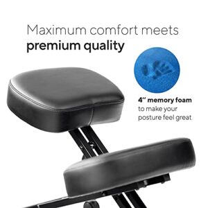 Luxton Home Ergonomic Kneeling Chair with Memory Foam Layer - Improves Posture - Adjustable Stool for Home and Office - Thick Comfortable Cushions