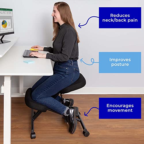 ProErgo Pneumatic Ergonomic Kneeling Chair | Fully Adjustable Mobile Office Seating | Improve Posture to Relieve Neck & Back Pain | Easy Assembly | Use in Home, Office & Classroom
