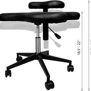 H-A Ergonomic Cross Legged Kneeling Chair Yoga Meditation Chair Adjustable for Flexibility Strength Training & Relaxation (Black)